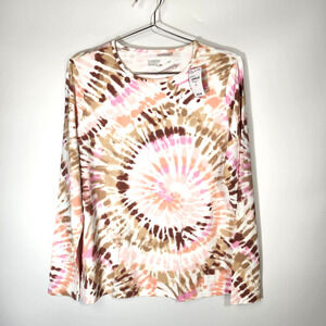 Lands End Size L Swim Shirt Rash Guard UPF 50 Long Sleeve Pink Tie Dye 428198